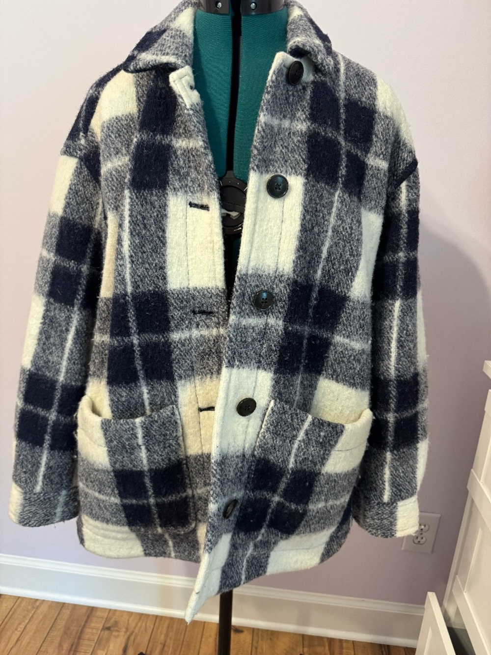 Madewell Blue and White Austin Plaid Jacket Size Medium